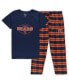 Фото #4 товара Women's Navy, Orange Chicago Bears Plus Size Badge T-shirt and Pants Sleep Set