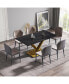 Фото #2 товара 63-Inch Modern Artificial Stone Black Straight Edge Golden Metal X-Leg Dining Table -6 People