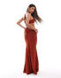 Фото #3 товара ASOS DESIGN sparkle one shoulder faux-ord maxi dress in rust