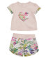ფოტო #1 პროდუქტის Baby Girls Short Sleeve T Shirt and Short Set