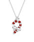 ფოტო #1 პროდუქტის Cubic Zirconia and Red Enamel Candycane Pendant Necklace