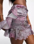 NaaNaa mesh mini skirt co-ord with ruffle detail in lilac floral