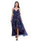 ფოტო #3 პროდუქტის Women's Floral Print Sleeveless High-Low Gown