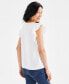 Фото #2 товара Women's Cotton Gauze Flutter Sleeve Top, Created for Macy's