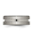 Titanium Brushed Grooved Flat Wedding Band Ring