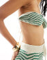 Фото #8 товара ASOS DESIGN knitted beach bandeau crop top co-ord in green stripe