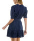 Фото #2 товара Juniors' Embroidered Belted Puff-Sleeve Dress