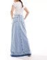 ONLY denim maxi skirt with frayed hem in blue Синий, XS - EU 34 - фото #4