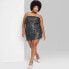 Фото #1 товара Women's Tube Sequin Fringe Mini Bodycon Dress - Wild Fable Dark Gray 1X