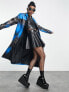 Фото #4 товара COLLUSION longline leather look gradient print coat in blue