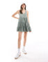 Фото #1 товара Miss Selfridge sleeveless acid wash smock mini dress in sage