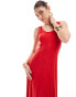 & Other Stories knitted midi dress with flare hem in red