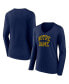 ფოტო #2 პროდუქტის Women's Navy Notre Dame Fighting Irish Basic Arch Long Sleeve V-Neck T-shirt