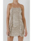 ფოტო #1 პროდუქტის Women's Sequins Ruching Mini Dress