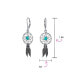 ფოტო #4 პროდუქტის Blue Turquoise Western Jewelry Dream Catcher Feather Dangle Earrings For Women Teen .925 Sterling Silver