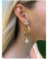 ფოტო #3 პროდუქტის Cubic Zirconia Top + Pearl Dangle Hoop Earrings