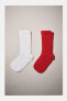 Фото #5 товара Набор из двух пар высоких носков в рубчик ZARA
