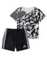 ფოტო #1 პროდუქტის Baby Boys Printed T Shirt and 3 Stripe Shorts, 2 Piece Set