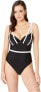 Фото #1 товара Bluebella Women's 236251 Black White Underwire One-Piece Swimsuit Size 32DD