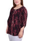 Фото #3 товара Plus Size 3/4 Push Tab Round Neck Henley Top