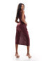 Фото #2 товара ASOS DESIGN high neck drape minimal cut out midi dress in plum