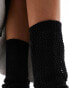 My Accessories crochet knit leg warmers in black