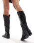 Фото #2 товара Glamorous Wide Fit western knee boots in black