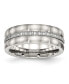 ფოტო #1 პროდუქტის Stainless Steel Brushed Polished CZ Checkered 7.5mm Band Ring