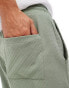 Threadbare shorts with elasticated waist in sage green textured stripe