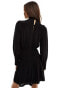 & Other Stories frill high neck long sleeve dress with puff sleeves in black