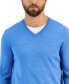 Фото #3 товара Men's Solid V-Neck Merino Wool Blend Sweater, Created for Macy's