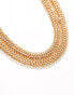 Фото #3 товара ASOS DESIGN choker necklace with double row snake chain in gold tone