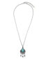 Фото #2 товара Macy's simulated Turquoise in Silver Plated Pear Chandelier Pendant Necklace