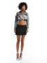 Фото #7 товара ASOS DESIGN crop tie back shirt in silver metallic