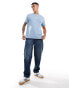 Polo Ralph Lauren central logo t-shirt classic oversized fit in light blue Синий, S - Chest 35-37 - фото #1