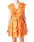 ფოტო #4 პროდუქტის Women's V-Neck Ruffle-Trim Mini Dress