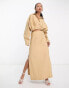 Фото #4 товара ASOS EDITION column midi skirt with side splits in camel