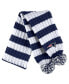 Фото #3 товара Women's White New England Patriots Cable Stripe Cuffed Knit Hat with Pom and Scarf Set