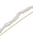 ფოტო #3 პროდუქტის Cultured Freshwater Pearl (4mm) & Chain Link Layered Bracelet in 14k Gold-Plated Sterling Silver
