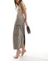 Фото #1 товара River Island cargo midi pencil skirt in dark beige