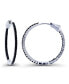 ფოტო #1 პროდუქტის Black Spinel Hoop Earrings in Sterling Silver