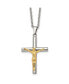 Фото #1 товара Chisel polished Yellow IP-plated Crucifix Pendant Cable Chain Necklace