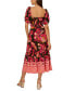 Women's Floral-Print Puffed-Sleeve Dress