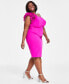 ფოტო #5 პროდუქტის Plus Size Ruffled One-Shoulder Sleeveless Bodycon Dress