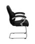 Фото #1 товара Black Leather Executive Side Reception Chair With Silver Sled Base