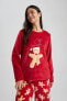 Фото #7 товара Fall In Love Yılbaşı Temalı Uzun Kollu Polar Pijama Takımı A3369ax23wn