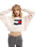 Tommy Jeans knit boxy flag sweater in light pink