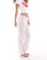 Фото #5 товара Monki wide leg pull on textured trousers in light pink