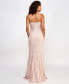 Juniors' Glitter Lace Bustier Gown with Appliques