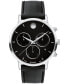 ფოტო #1 პროდუქტის Men's Museum Classic Swiss Quartz Chrono Black Leather Watch 42mm